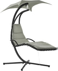 Outsunny Hanging Garden Armchair with Swivel Canopy UV Protection, Hanging Rocking Chair Padded for Outdoor, Grey 190 x 115 x 190 cm