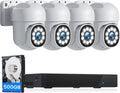 CAMCAMP 5MP PoE Kit Videosorveglianza Esterno, 8CH NVR con 500GB HDD + 4x 5MP Telecamera PoE, 30m Visione Notturna a Colori, 24/7, Impermeabile IP66