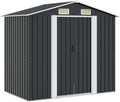 vidaXL Capanno per Attrezzi da Giardino Ventilato Ingresso a Scorrimento Robusto Casetta da Esterno Magazzino Antracite 204x132x186 cm in Acciaio