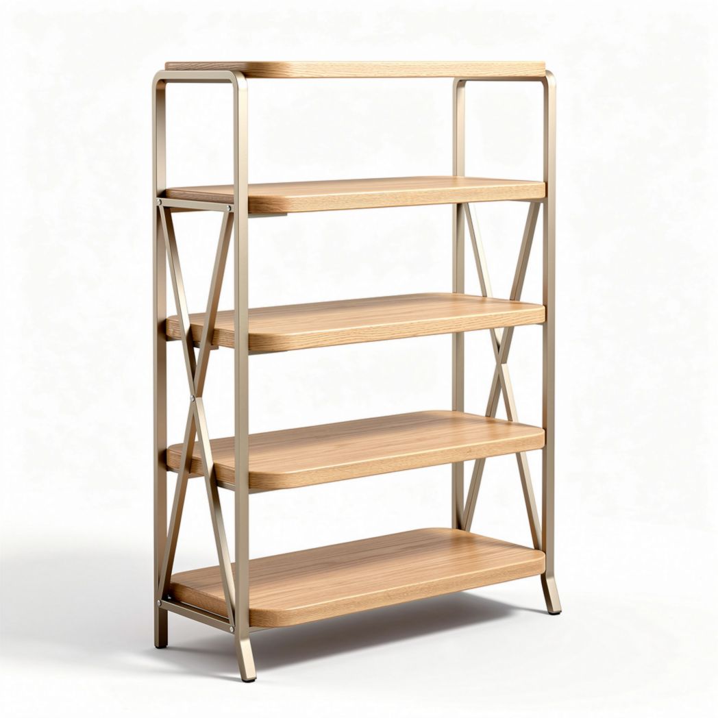 Scaffale multiuso in metallo e legno per soggiorno – 80 x 40 x 120 cm