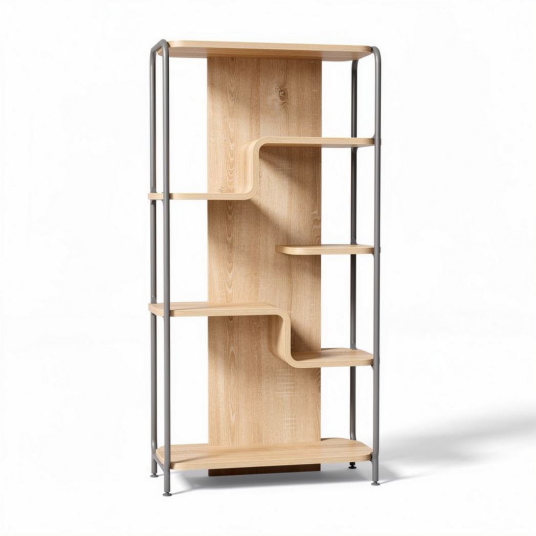 Mensola modulare in legno e metallo per soggiorno – 80 x 30 x 150 cm