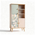 Mobile contenitore in legno con ante decorative per soggiorno o ufficio – 80 x 40 x 150 cm