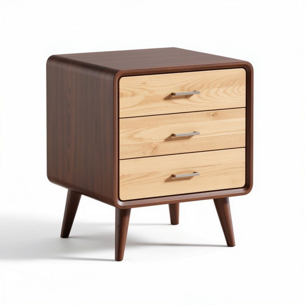 Comò quadrato in legno laminato per camera da letto con tre cassetti – 45 x 45 x 50 cm