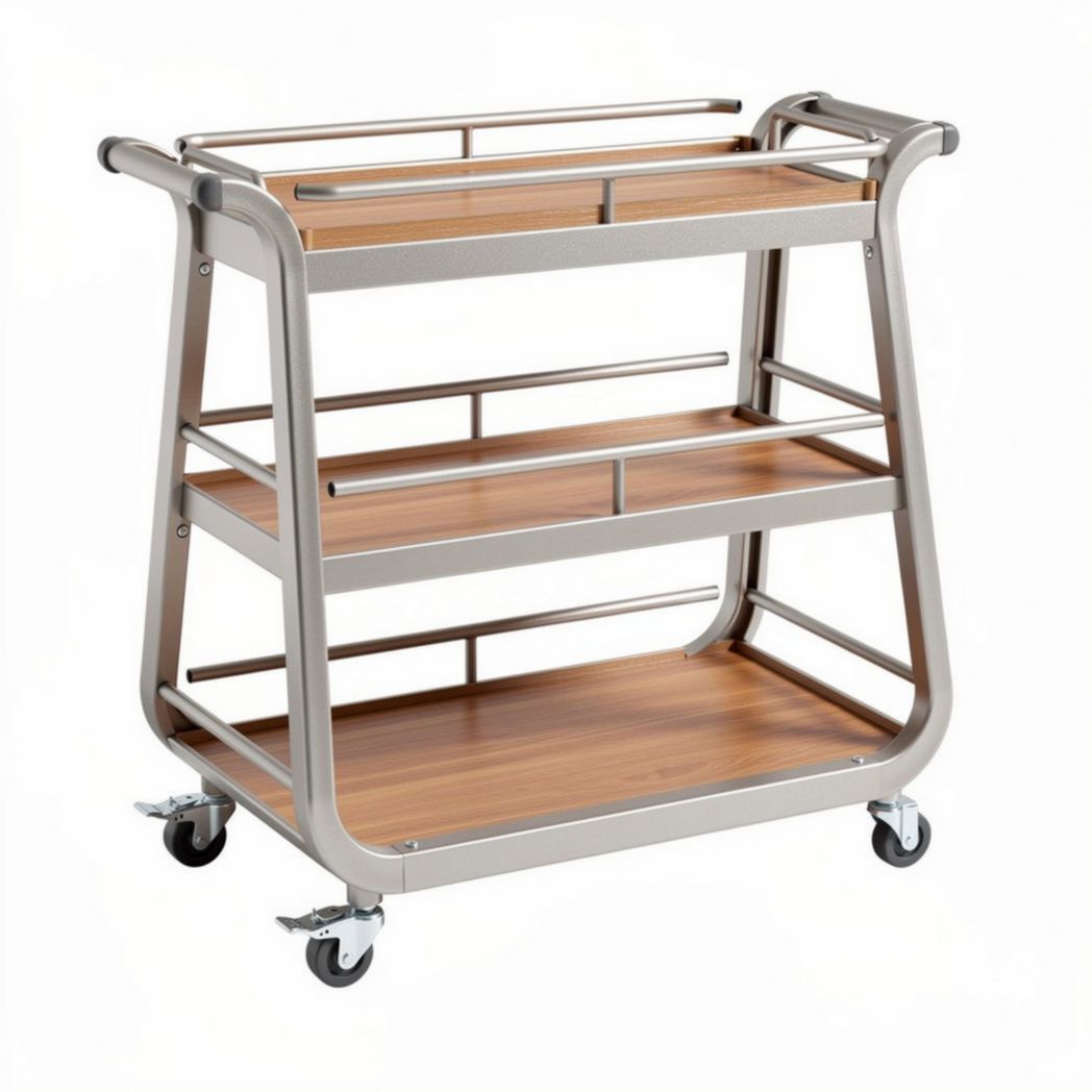 Carrello da portata in metallo e legno per ristoranti e eventi – 80 x 40 x 85 cm
