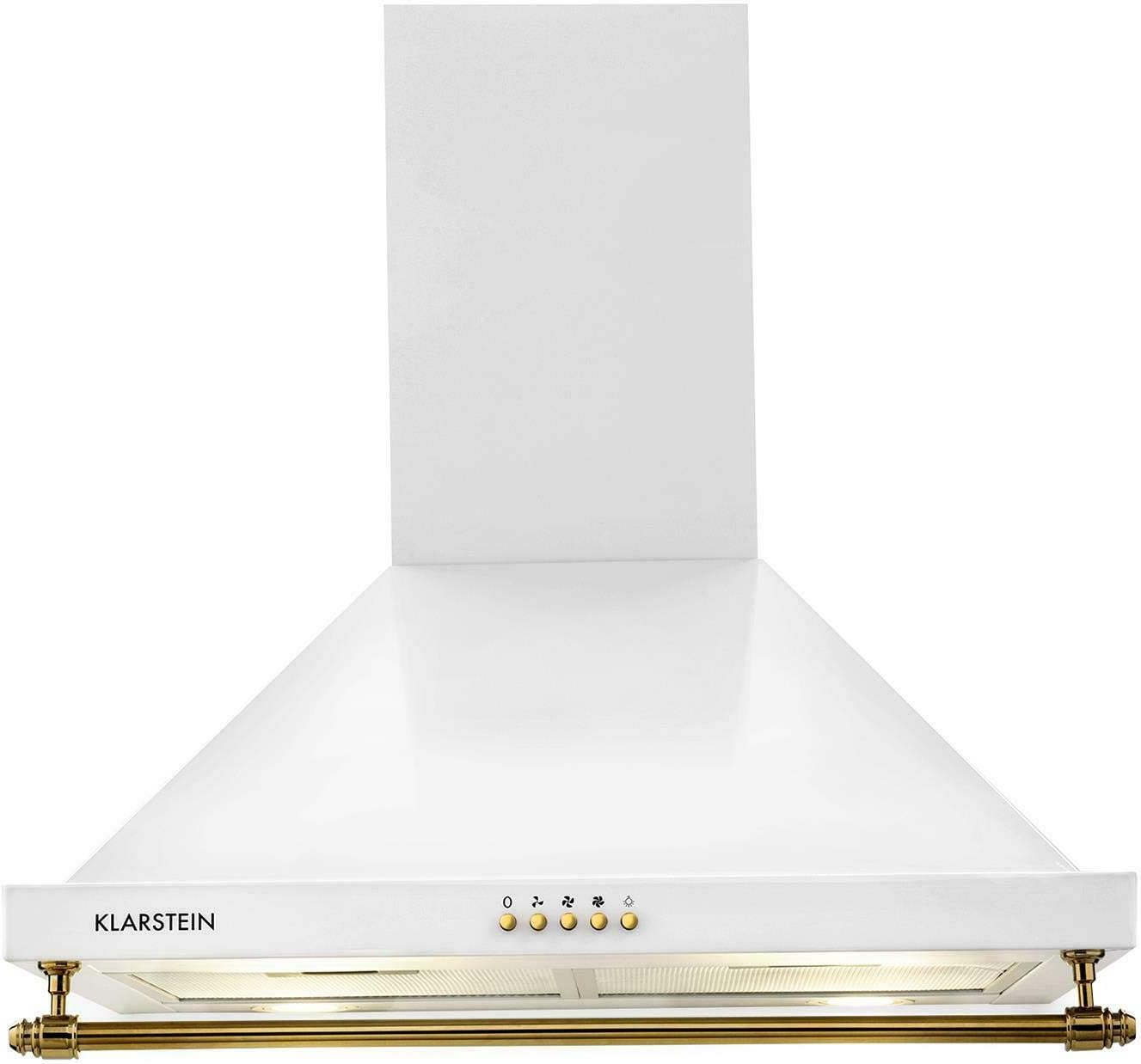 Klarstein Mb - Cappa Aspirante, Cappa Cucina a Parete, Aspirazione e Circolazione d'aria, Cappa con 3 Livelli, 610 m³/h, Filtro in Alluminio, Bianco, 60 cm