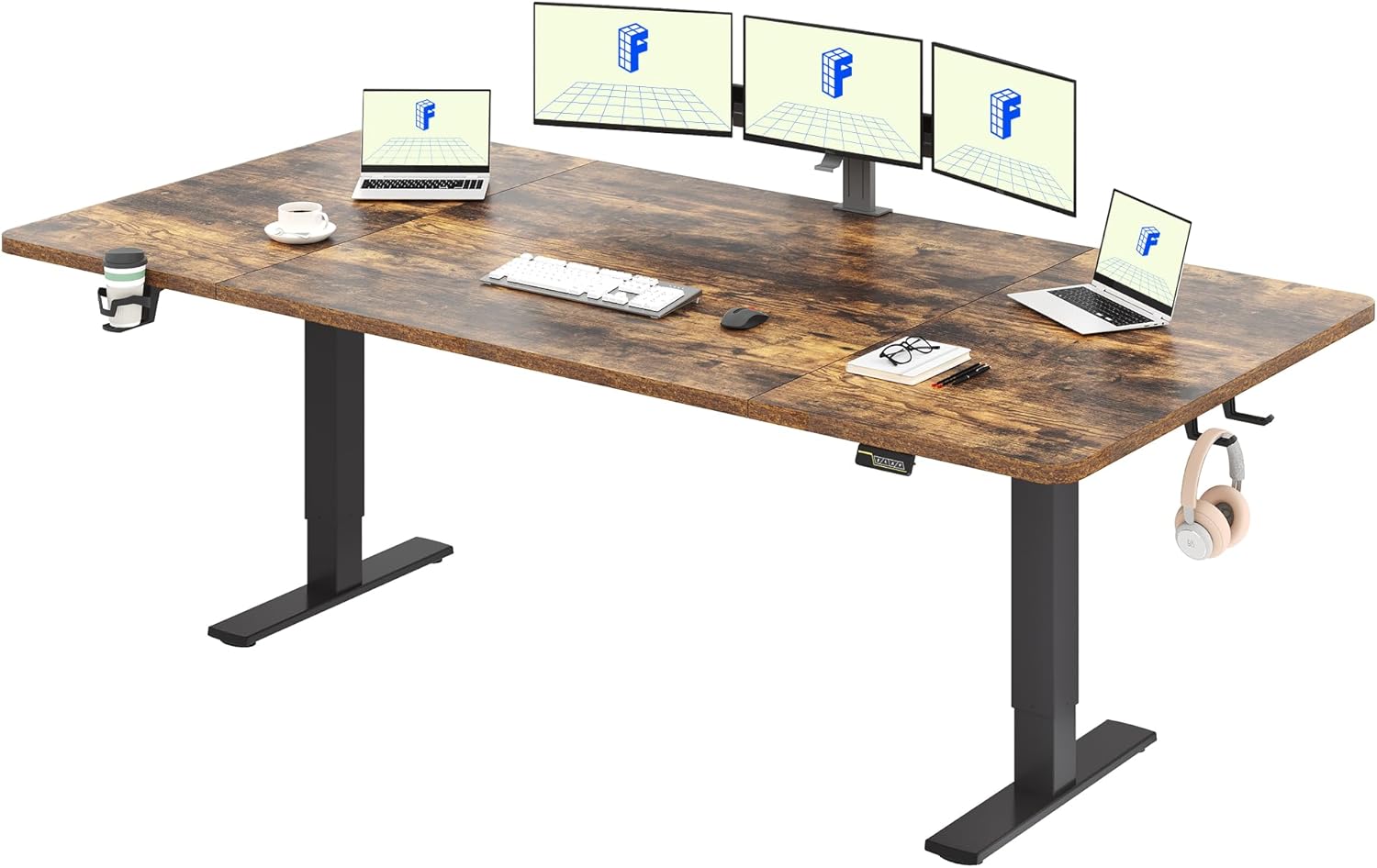 FLEXISPOT Scrivania Regolabile in Altezza 200 * 80 cm, Tastiera con Memoria, Con Gancio, Standing Desk Scrivania Motorizzata