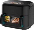 Cecotec Friggitrice ad Aria 10L - Air Fryer CecofryGrill Smokin'Prime 11000. 2800W, 3in1: Friggitrice, Grill, Piastra. Affumicatore integrato, Parete divisoria, Temp 40-200°C, Cottura uniforme(Nero)