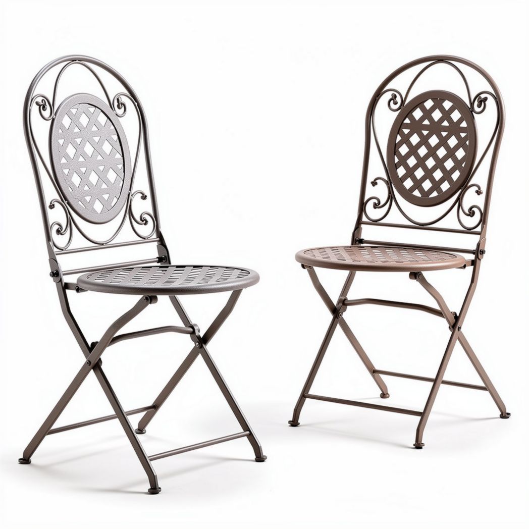 Sedia pieghevole in metallo con design a rete per giardino – 45 x 45 x 90 cm