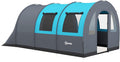 Outsunny Tenda da Campeggio 5 Posti Impermeabile con Zona Notte e Zona Giorno Separate, tenda Trekking in Poliestere, 480x260x200 cm, Grigio e Blu