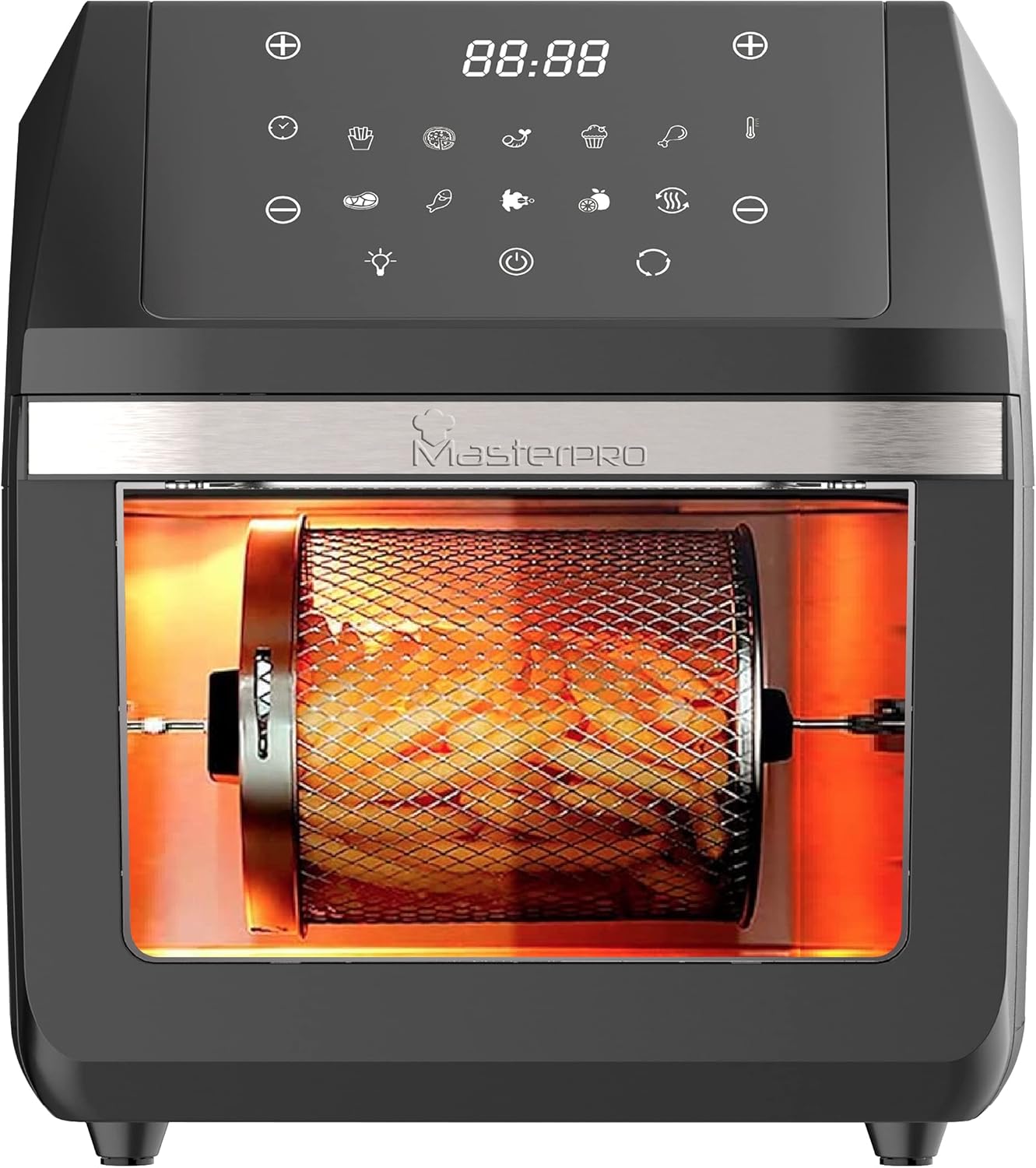 MasterPro Rocket 1100 | Friggitrice Forno Senza Olio | Capacità di 11 L e 1800 W di Potenza | Schermo LED Touch e Cestello Antiaderente | Nero | Temperatura Regolabile 80-200ºC