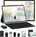 10 Pollici Tablet [30GB+128GB, 8000mAh] Android 15, Schermo IPS, Octa-Core, Widevine L1/ Certificazione GMS/Controllo Parentale, Tablets Corpo in Metallo con Mouse, Tastiera- Classico Nero(Black)