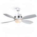 Ventilatore a soffitto con luce per ambienti interni – realizzato in metallo e plastica – dimensioni stimate: 120 x 120 x 30 cm