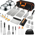 Kit di accessori per piastra da 35 pezzi, set di accessori per griglia con parte superiore piatta per Blackstone e Camp Chef, set di spatole per grill con spatole ingrandite, copertura per