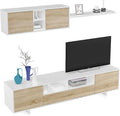 Habitdesign Mobile Soggiorno Moderno, Moduli Sala da Pranzo, Modello Belus, Finitura in Bianco Lucido e Rovere Canadese, Dimensioni: 200 cm (profondità) x 41 cm (Altezza) x 46 cm