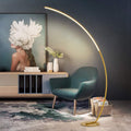 Living Room Floor Lamp, Modern LED 25 W Floor Lamp with Arched Floor Lamp Dimmable on 3 Levels for Living Room Bedroom Office, Gold