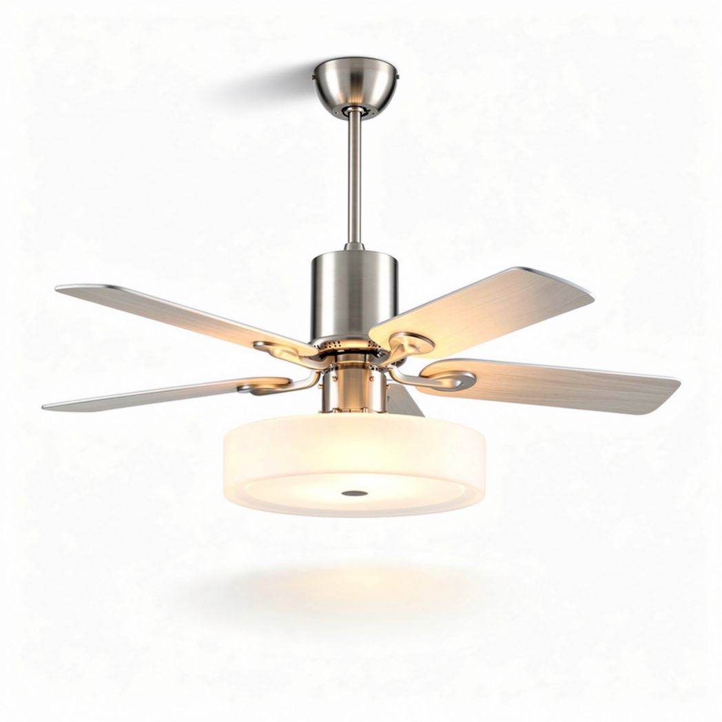 Ventilatore a soffitto con luce integrata per ambienti interni in metallo e plastica – 60 x 60 x 30 cm