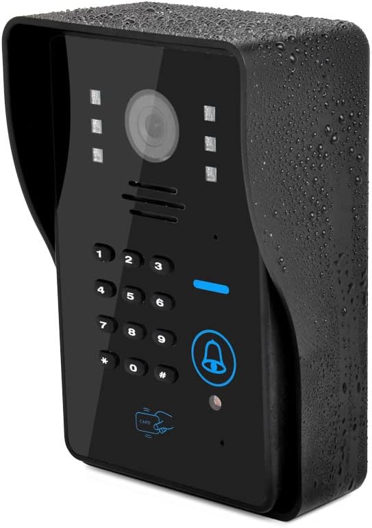 Videocamera per campanello wireless, Videocitofono Cablato Da 7 Pollici Campanello Villa Edificio Citofono Password Scheda Magnetica Telecomando Sblocco Campanello Elettronico,Facile da installare