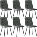 Set di 6 Sedie Sala da Pranzo, Sedie da Cucina in Tessuto Tecnologico, Sedie imbottite per Soggiorno con Gambe in Metallo Nero, Adatte per Sala da Pranzo, Sala d'attesa, Grigio Scuro
