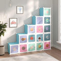 Kids Cube Cabinet with 15 Cubes Blue PP