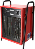Scaldabagno elettrico 9 kW, 400 V, quadrato, rosso DEDRA DED9924, utile in spazi chiusi, termostato, tre modalità di funzionamento, regolazione della temperatura regolabile, alloggiamento in metallo