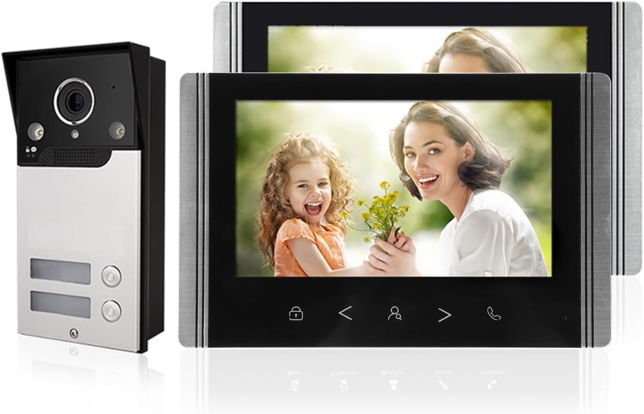 WIFI Smart Video Campanello Citofono BT TY APP Telecomando Schermo da 7 Pollici 1080P HD Visualizzazione Notturna IP65 Impermeabile per Villa Home Office Appartamento (Spina europea)