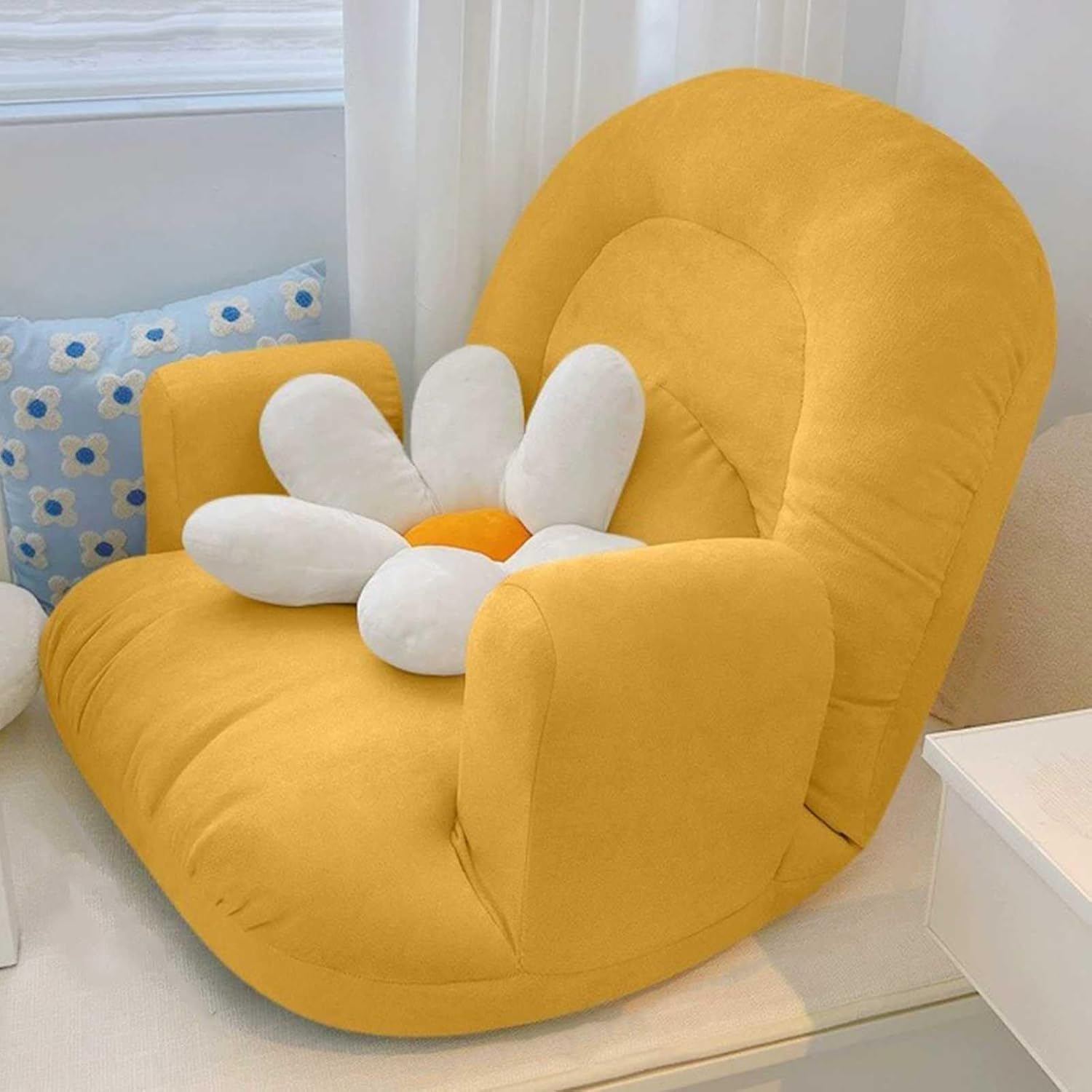 2-in-1 Folding Single Sofa Bed, High Back Reading Gaming Lounge Chair, Single Floor Couch Bed for Bedroom Living Room, Gaming, Sleeping, Relaxing, Reading