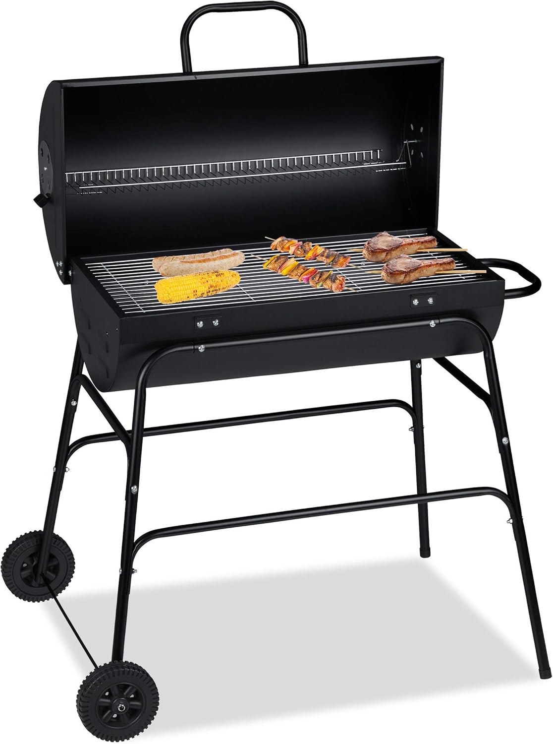 relaxdays Griglia Portatile XXL, Instant Barbecue con Coperchio, Aerazione Regolabile, Stabile,HLP 96,5x103x64,5 cm,Nero
