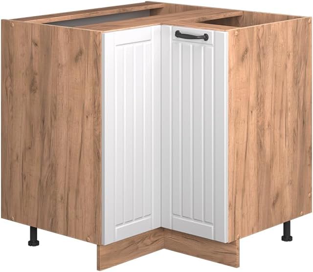 Vicco Mobile ad angolo cucina Fame-Line, Bianco casa di campagna, 80.5 cm senza piano di lavoro