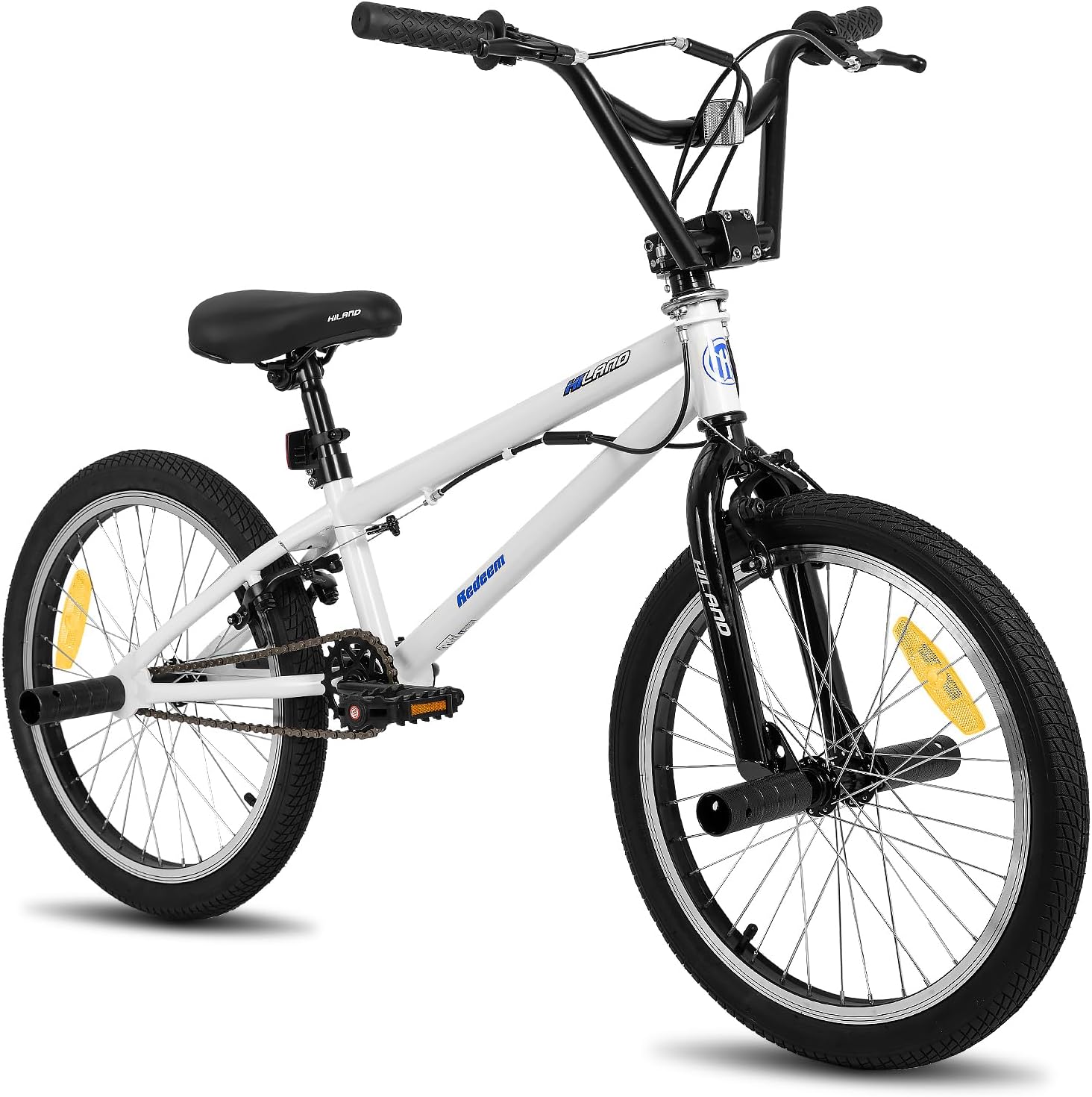HILAND Bicicletta BMX Freestyle 20 Pollici per Bambini e Ragazzi da 7 a 12 Anni, con Rotore a 360°, 4 Pegs in Acciaio, Nero/Verde/Rossa/Bianco