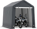 SOARS Capanno da Giardino 195 X 240 X 214 CM, Tenda Garage per Bici Moto Attrezzi, con Copertura en PE Impermeabile, Porta con Cerniera, Telaio in Metallo, Picchetti, per Esterno, Grigio